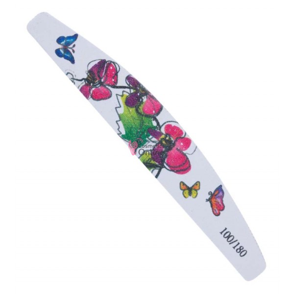Pila semiluna  100/180 pentru unghii cu model Fluture Cod 06079